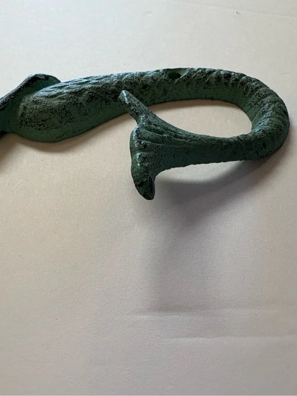 Decorative Mermaid/Sea Serpent Wall Hook in Patina Green